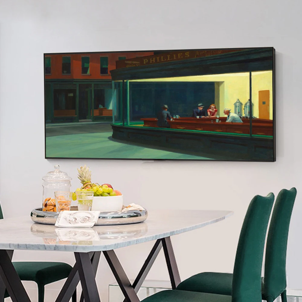 Nighthawks by Edward Hopper Famous Paintings On the Wall Art Posters And Prints Canvas Pictures Wall Decor for Living Room Decor