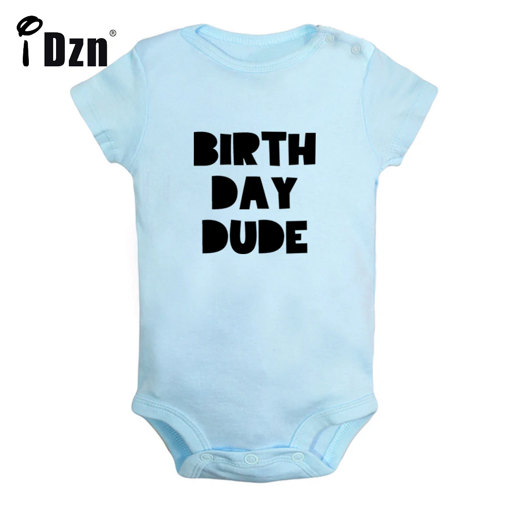 

iDzn NEW Birthday Dude Baby Boys Fun Rompers Baby Girls Cute Bodysuit Infant Short Sleeves Jumpsuit Newborn Soft Clothes