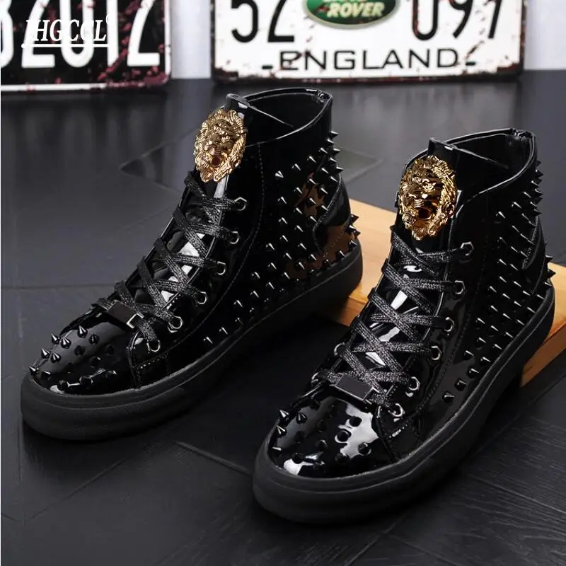 

New men's boots high-top casual shoes multi-function rivet sports shoes high-top brand hip hop dance shoes P5