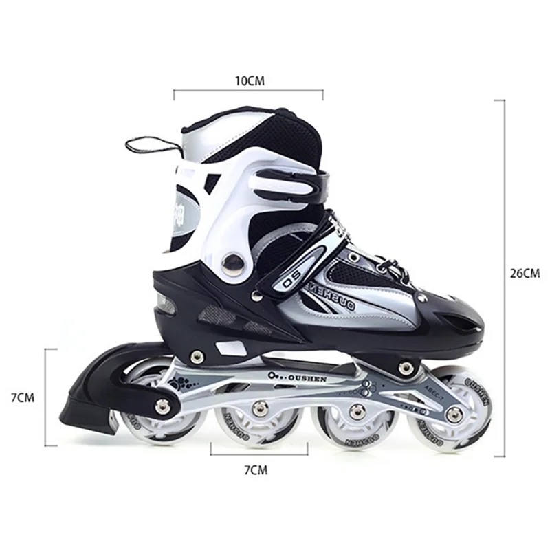 Adjustable Size Inline Skates Shoes For Kids Boy Girl PU Flashing 4 Wheels Roller Skates Children Roller Skating Sneakers Boots