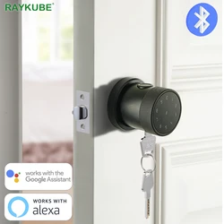 RAYKUBE Bluetooth Fingerprint Door Lock Support TTlock APP 13.56Mhz Card Code Keyless Latch Knob Lock Smart L06