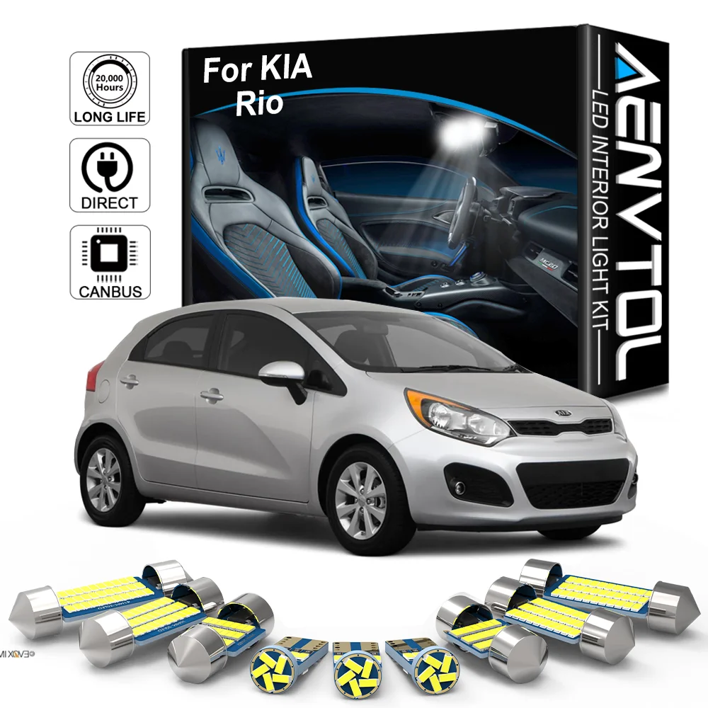 AENVTOL Canbus Auto LED Interior For Kia Rio 3 4 1999-2012 2013 2014 2015 2018 2020 2021 Car Accessories License Plate Lamp