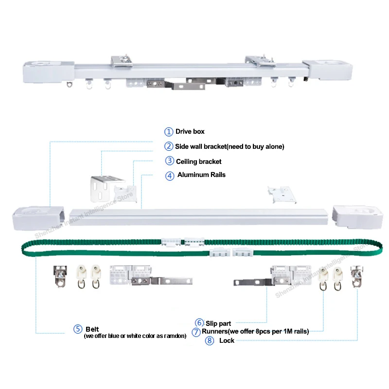 Custom Smart curtain rod Curtain Cornice For Tuya Wifi /Zigbee B1 A1 Smart Control curtain Engine Electric Curtain system