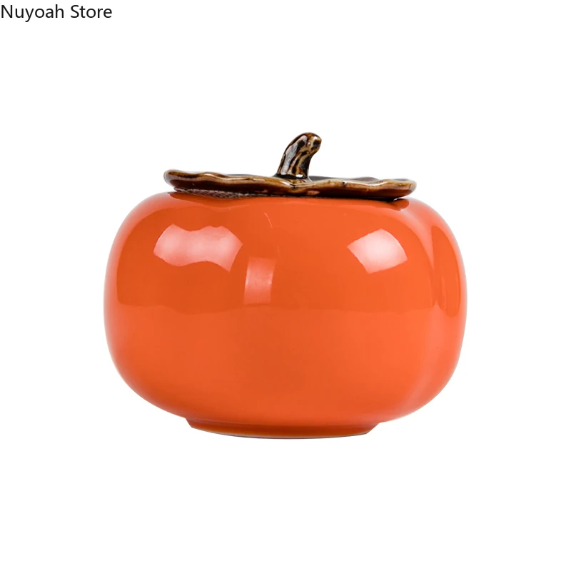 Persimmon Ashtray Ceramic Creative Anti-fly Ash Storage Box Large Bedroom Living Room Decoration with Cover Home Decoration