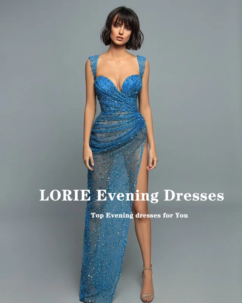 LORIE Glitter Sweetheart Robes De Soirée Vestidos De Fiesta Long Plus Size Prom Dress Mermaid Side Split Cocktail Evening Dress