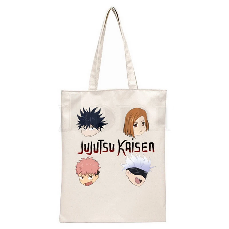 Jujutsu Kaisen Yuji Itadori-Bolso de mano de lona para mujer, bolsa de compras, reutilizable, Anime japonés