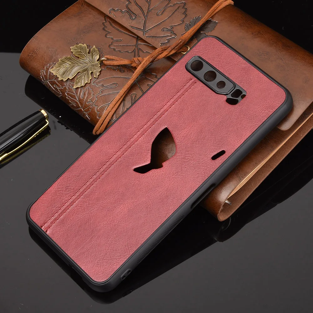 For Asus ROG Phone 3 ZS661KS Case Asus ROG3 Route Calfskin PU Leather Hard Phone Bag Cover For Asus ROG Phone 3 Strix Back Case