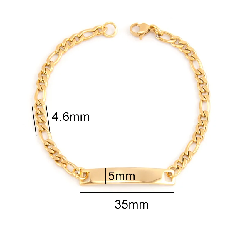 Blank ID Bar Diy bracelet for Women men Figaro chain  Stainless Steel mirror polished High Quality