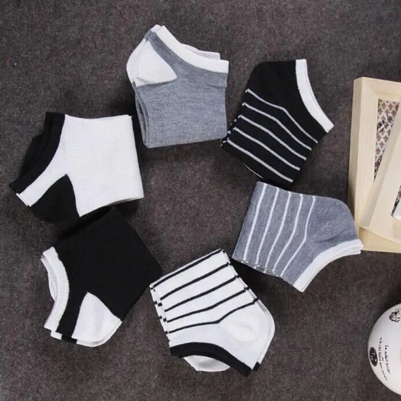 5 Pairs/lot Men Cotton Ankle Socks Solid Black White Short Sock Meias Calcetines Male Spring Summer Socks Men's Business Casual