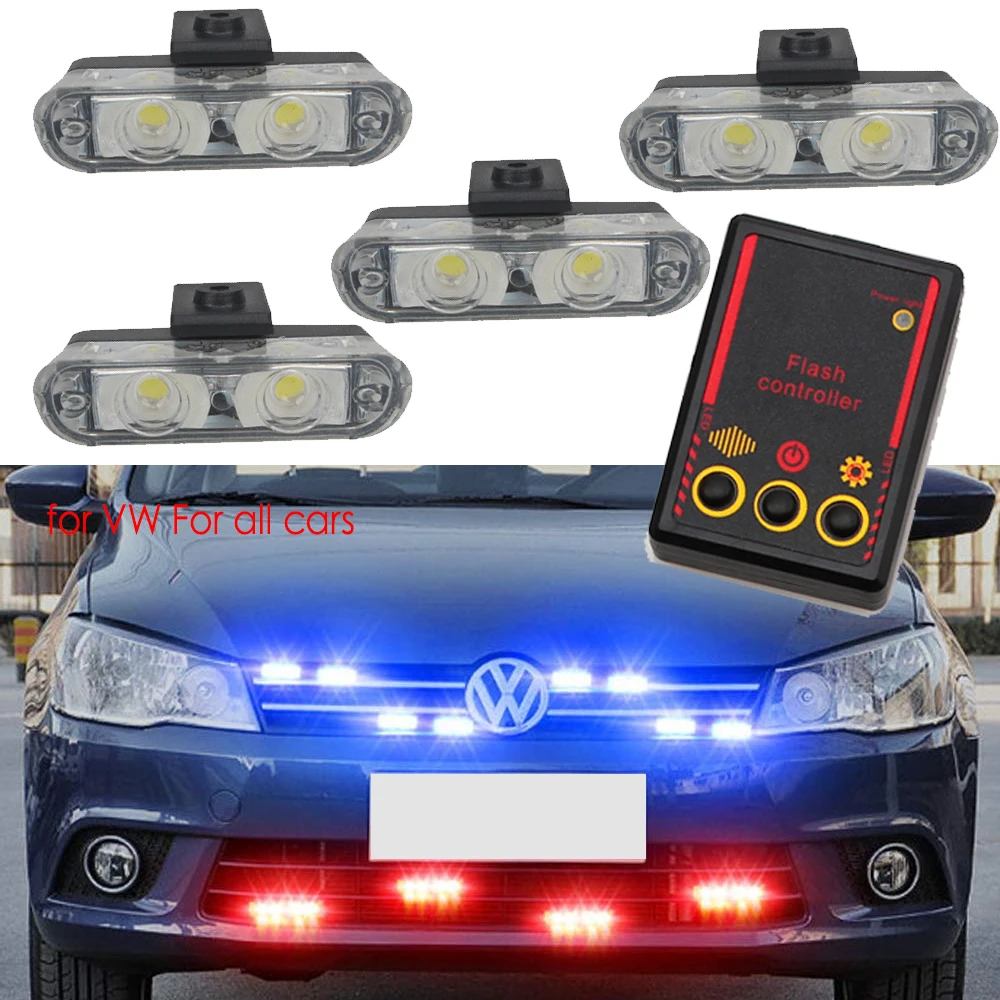 4x2LED Police Light Stroboscopes for Auto Strobe Flash Controller Fso Truck LED Safti  Wireless Remote Control Flash Grille