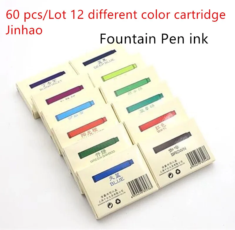 Jinhao caneta tinteiro universal 60 com 12 cores, material de papelaria, acessório escolar de escritório a6295