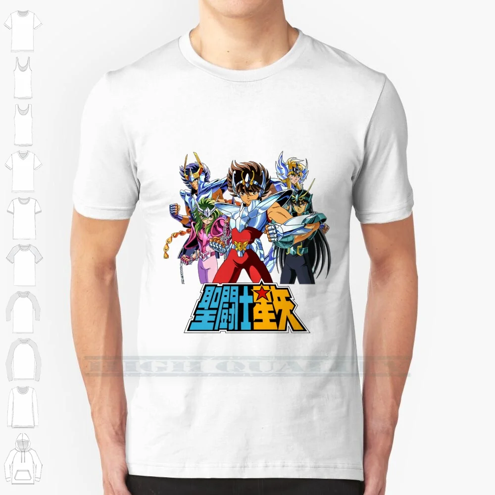 Saint Seiya 100% Cotton T Shirt Saint Seiya Cavalieri Dello Zodiaco Cavalieri Doro Gold Saints Pegasus Nerd Geek 80s Anime