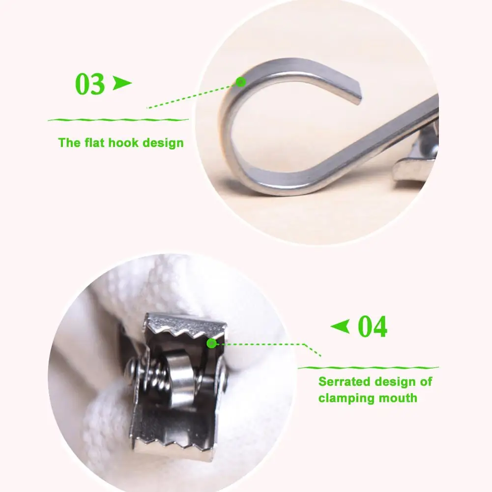 금속 샤워 커튼 클립 10Pcs 욕실 드레이프 후크 행거 클램프 액세서리