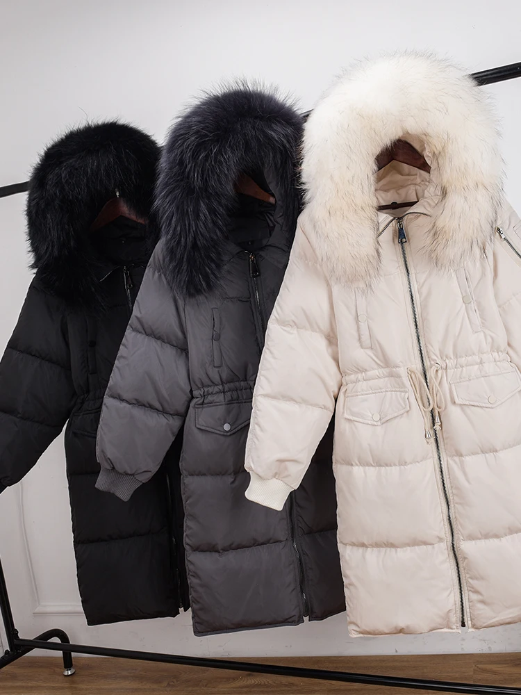 

Winter Women's Down Jacket Big Real Fur Collar Large Size Thick Puffy Coat Jackets Chaquetas Mujer Invierno 2023 KJ471