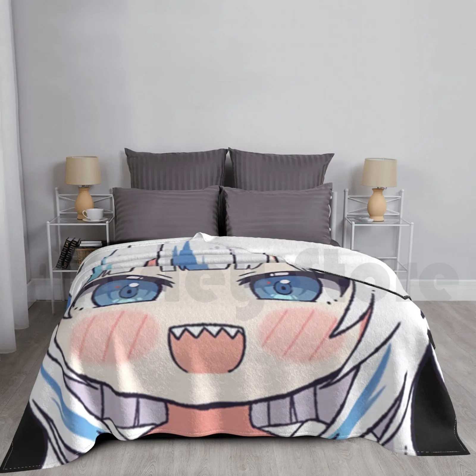 Gawr Gura Chibi Blanket Fashion Custom Gawr Gura Chibi Hololive Gamers Anime Gamer Gaming Youtubers Mio Holo Live