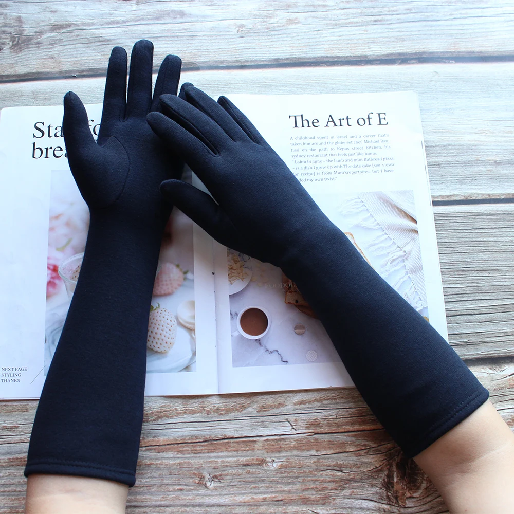 Guantes largos de algodón para mujer, estilo de Color, tablero recto de moda, adecuados para primavera y otoño