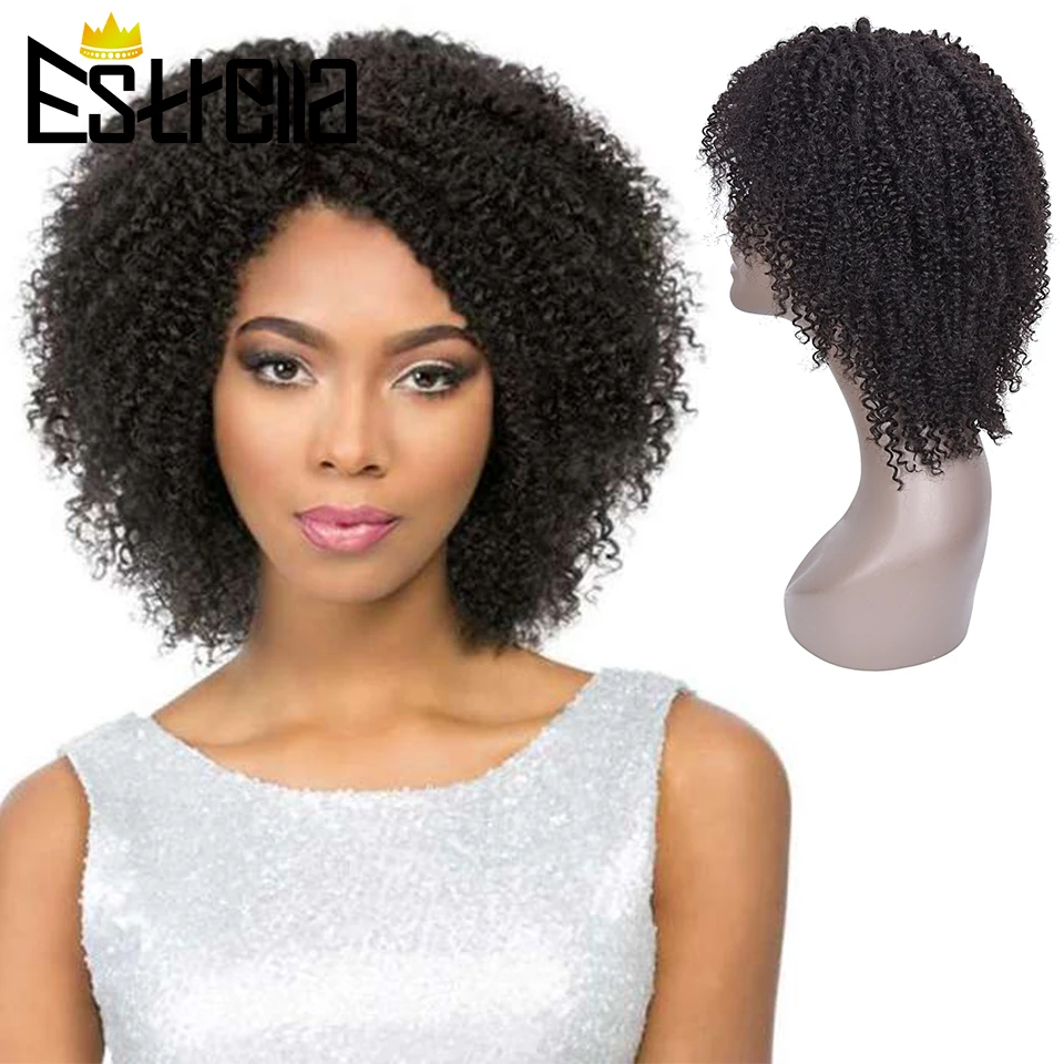 Brazilian Thick Curly Human Hair Wigs Short Kinky Curly Human Hair Wigs Remy 100% Human Hair Machine Made Wig Natural Black