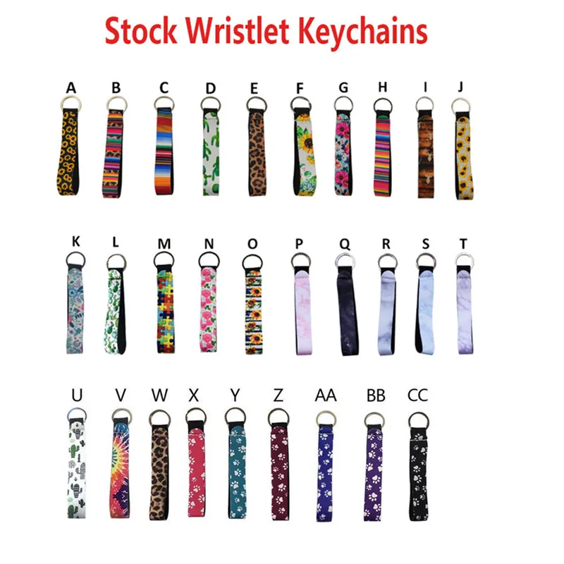 200Pcs/Lot New Style Neoprene Wristlet Strap Keychain Lanyard ID Badge Holder Factory Wholesale