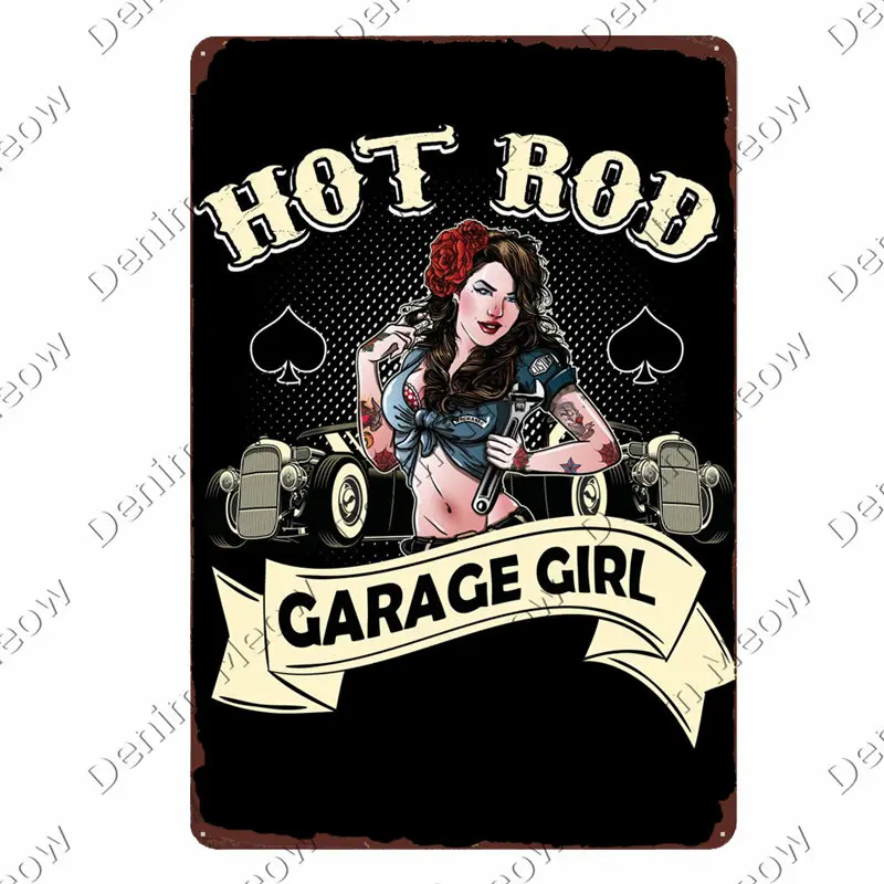 Vintage Metal Tin Signs, Hot Rod Plaque, Motorcycle Club Decorative Plates, Dad\'s Garage Wall Stickers Poster, N198
