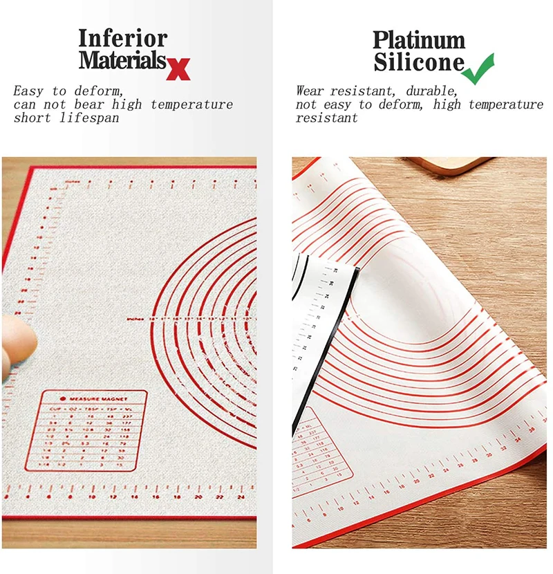 40*50 ซม.หนาพิเศษ Non Stick ซิลิโคน Pastry Kneading Mat Board Rolling Pin Pad Non - slip Dough Rolling Mats การวัด