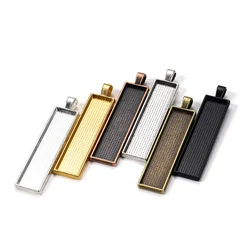 5pcs/lot 10*50mm Cameo Rectangle Bezels Blank Pendant Cabochon Base Setting For Jewelry Making Accessories Supplies