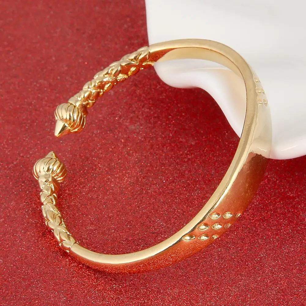 Ethiopian Gold Color Opening Embossing Bangles Trendy Women Bangles Jewelry