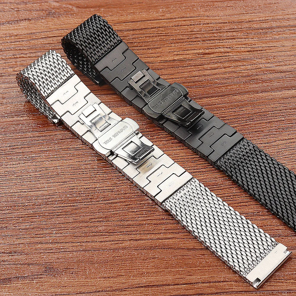 Shark Mesh Steel Strap 22mm Mechanical Watch 316L Stainless Steel 22mm Watch Band Automatic Replacement 22mm Steel Strap for Men