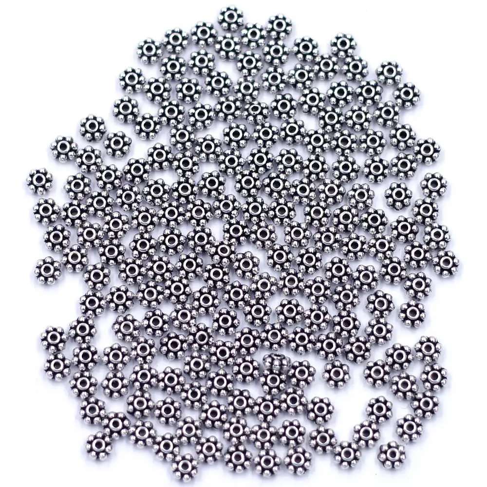 

2000Pcs Spacer Beads Silver Tone Daisy Flower Metal Jewelry Making Findings 5mm