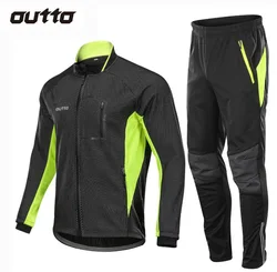 Winter Warm Fleece Riding Jacket and Pant Windproof Thermal Outdoor Sportswear Waterproof Man Racing Bicycle Hiking Cycling Sets