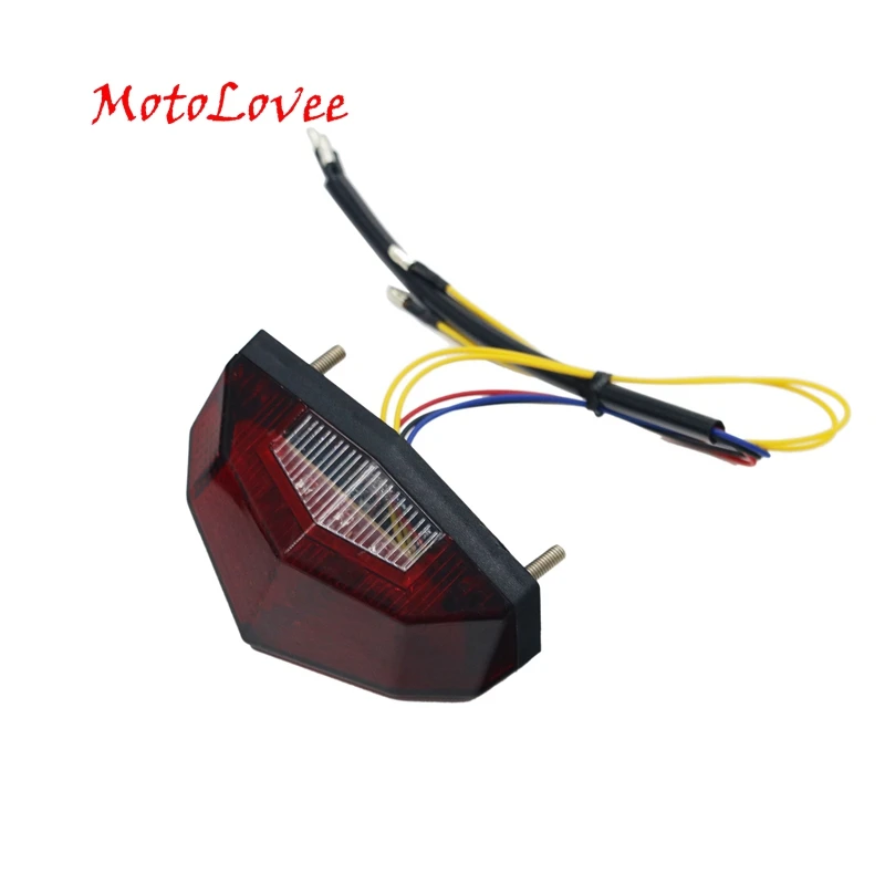 Motolovee New Motorcycle Parts Modified Tail Rear Light LED Rear Lamp Taillight Motorbike Brake Stop Turn Signal Lights