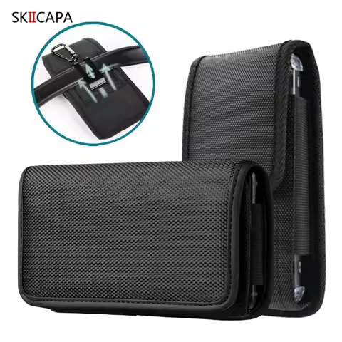 Oxford Cloth Leather phone Pouch For Samsung S23 Ultra S24 Plus Belt Clip Holster Waist Bag Cover For Galaxy S22 S24 S21 Plus