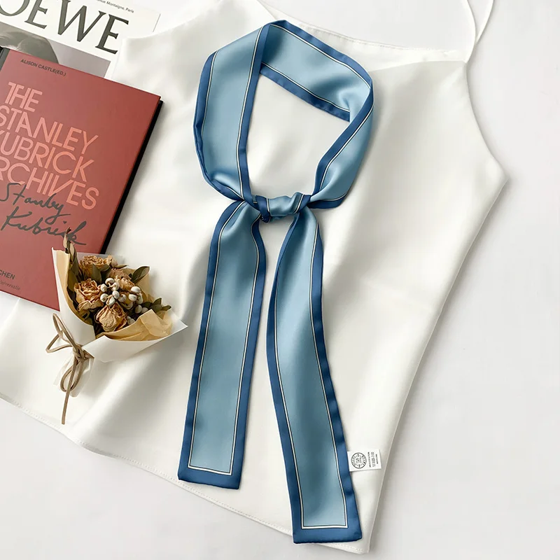 Long Small Silk Scarf Women Summer Thin Section Section Tied Bag Belt Decorative Scarf Bow Tie