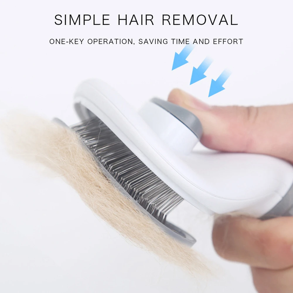 Dog Hair Removal Comb Grooming Brush Stainless Steel Cats Combs Automatic Non-slip Brushs for Dogs Cats Dog Brush