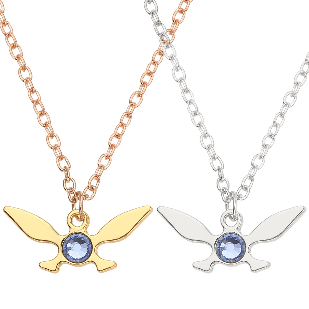 Legend Of Butterfly Pendant Necklace Blue Crystal Gold Silver Color Link Chain Necklaces Women Men Jewelry Gift