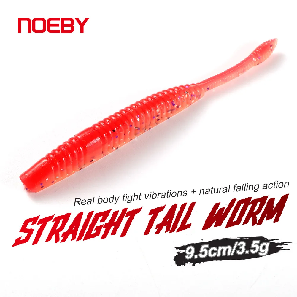 NOEBY-Straight Tail Soft Silicone Lure, Artificial Bait, Swimbaits for Bass and Pike, Fishing Accessories, Worm, 9.5cm, 3.5g