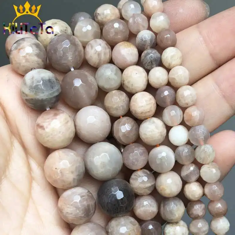 6/8/10mm Faceted Genuine Sunstone Beads Natural Gem Stone Loose Spacer Beads For Jewelry Making DIY Bracelets Accessories 15''