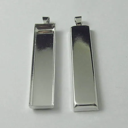 10pcs 10x50mm Rectangle Deep Wall Bezel Tray Pendant Bases Settings DIY Jewelry Accessories Blank Silver Plated