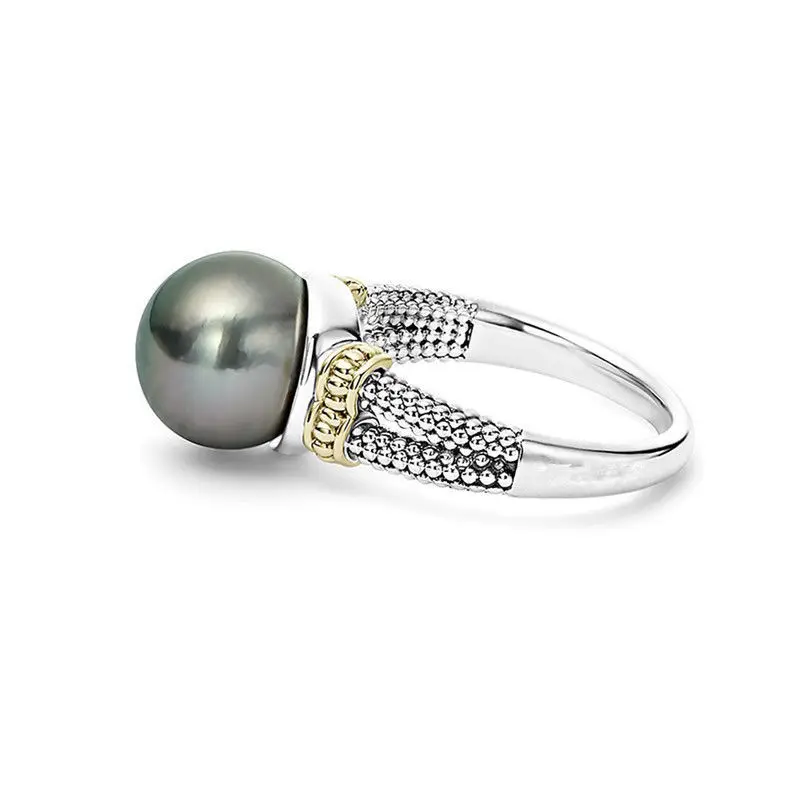 Osuccessive XZJ-Bague en argent regardé 925 avec perle grise pour femme, mode européenne, cadeau de mariage vintage pour fille, fête d'anniversaire, chaud, vente en gros, RR843