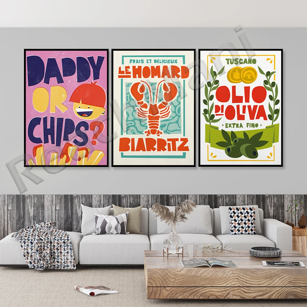 Kitchen Poster Print | Kitchen Art | Foodie Gift | Illustration Print | Kitchen Wall Art | Humour wall art | Daddy or Chips