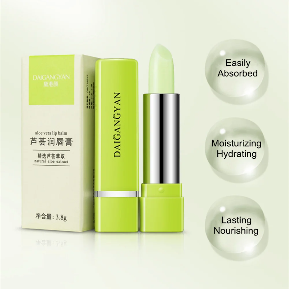 1Pcs Aloe Vera Kleur Veranderende Lippenstift Hydraterende Hydraterende Lippenbalsem Blijvende Voedende Reparatie Schrale Lippen Make-Up Cosmetische