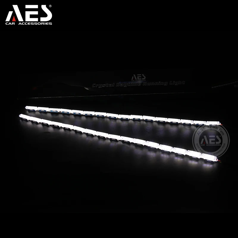 AES 2PCS LED Daytime Running Light for Audi Signal Light White+Yellow Running DRL 60CM Turn Signal Light Universal