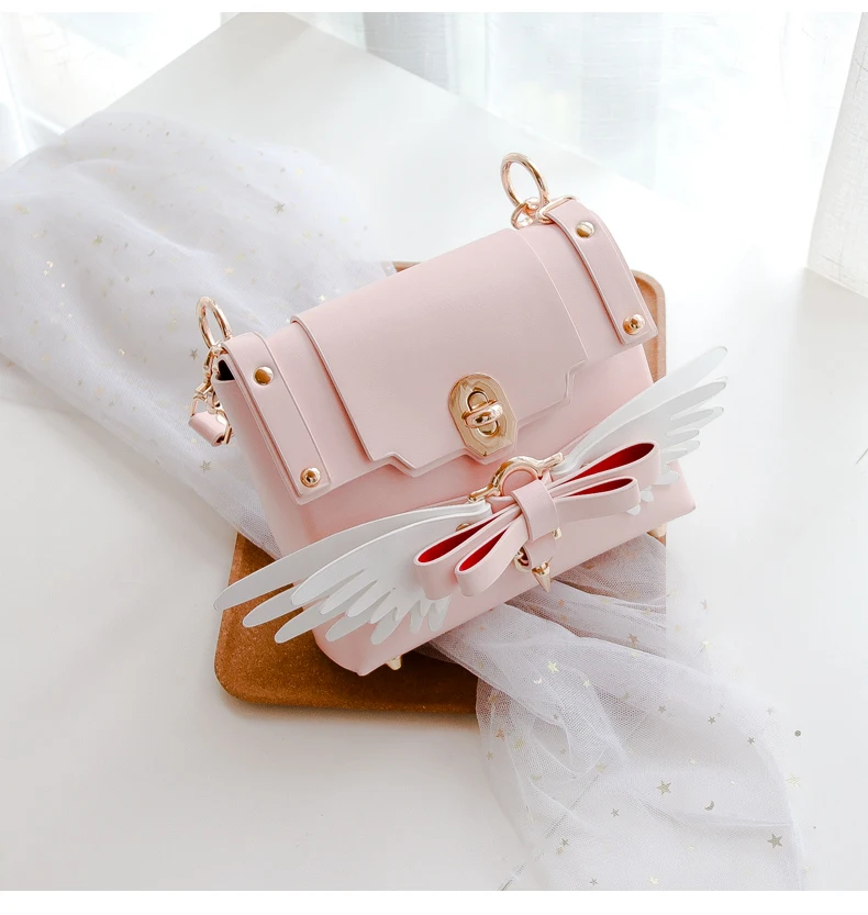 

Fashion sweet design angel wings Japanese Soft Girl bag Lolita shoulder bag cute girl student messenger bag Cos Loli