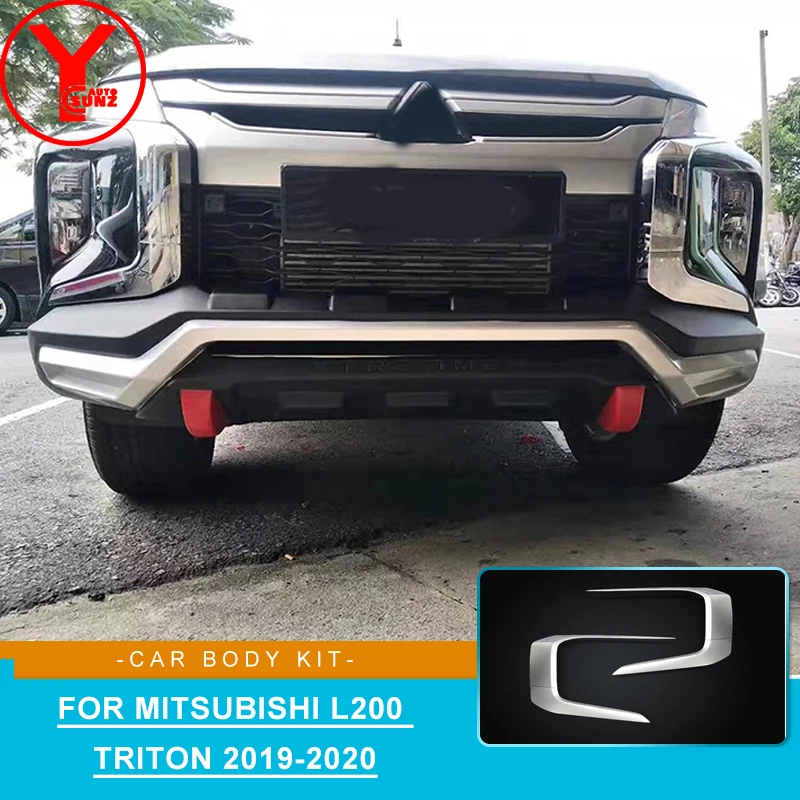 

Front Under Cover lower Lip Bumper Protector Silver Front Low Down Moulding Trim Body kit For Mitsubishi L200 Triton 2019 2020