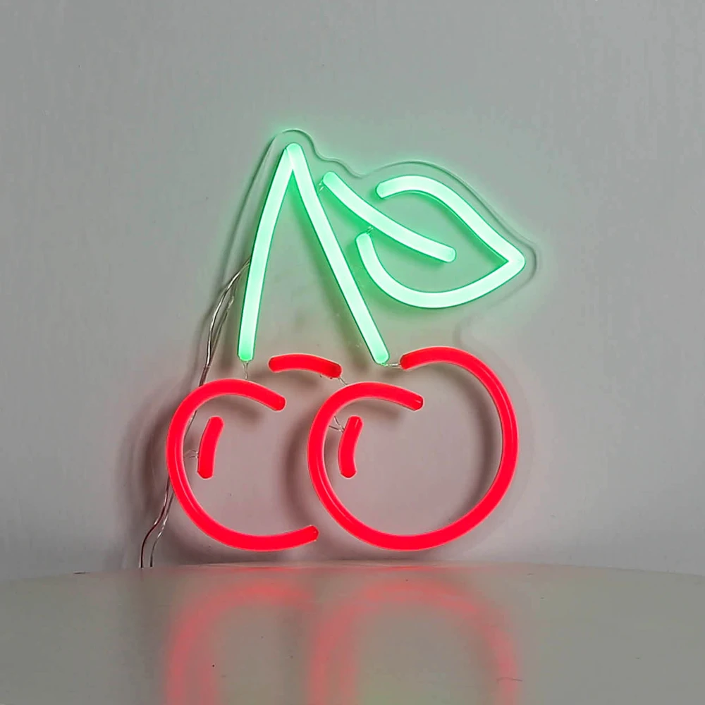 CHERRIES Led Neon Light Fruit Neon Logo Flexible Neon Strip Birthday Gift Wall Décor for Bedroom Salon Bar Store KTV Club Shop