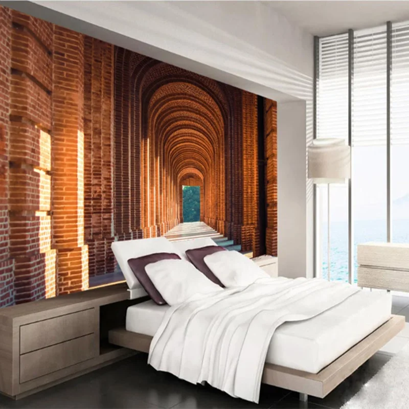 

Custom Mural Wallpaper Arched Brick Wall Background Wall Painting