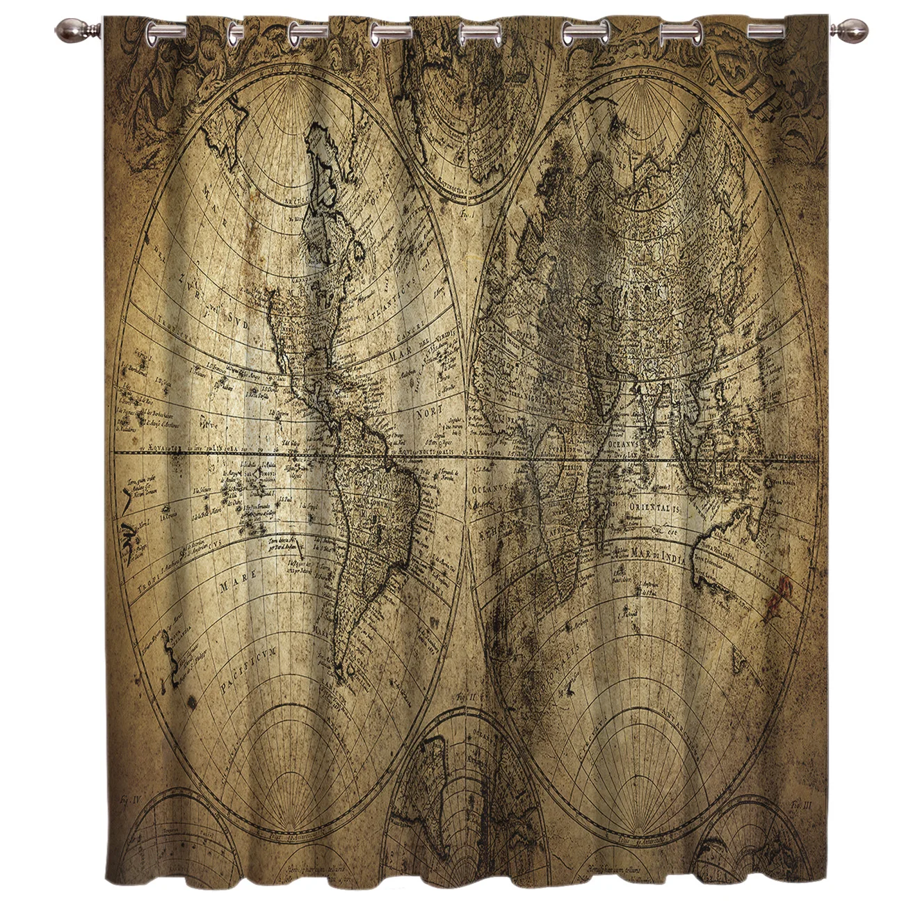 World Wall Map Room Curtains Large Window Curtain Lights Living Room Decor Outdoor Floral Indoor Kids Curtain Panels With