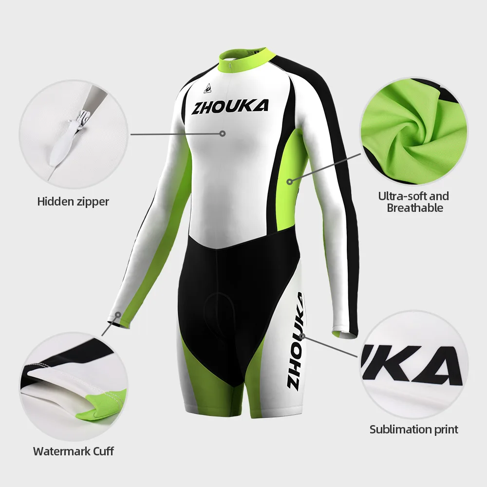 Hot Sale Long Sleeve  Bicycle Set Cycling Bibs Padded Tri Suit For Mens