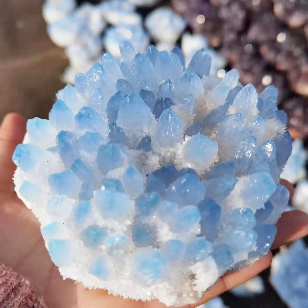 

Rare Beautiful Blue Ghost Phantom Quartz Crystal Cluster Specimen, 300-700g