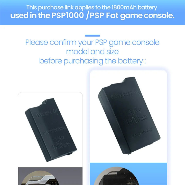 vhbw 2X Batterie Compatible avec Sony PlayStation Portable Brite PSP-3002 | PSP-3004, PSP-3000, PSP-3001 console de jeux (1200mAh, 3,7V, Li-ion