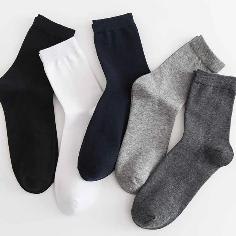 High Quality Casual Men's Business Socks Cotton Mens Black White Long Sock Male Clothes Plus Size 42-48 Sokken Oversize Sox Meia